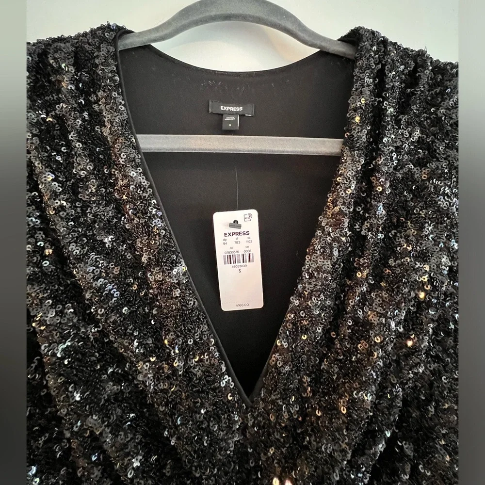 Express sequin evening dress with 3/4 sleeve. New with tags in size small! - Picture 4 of 8